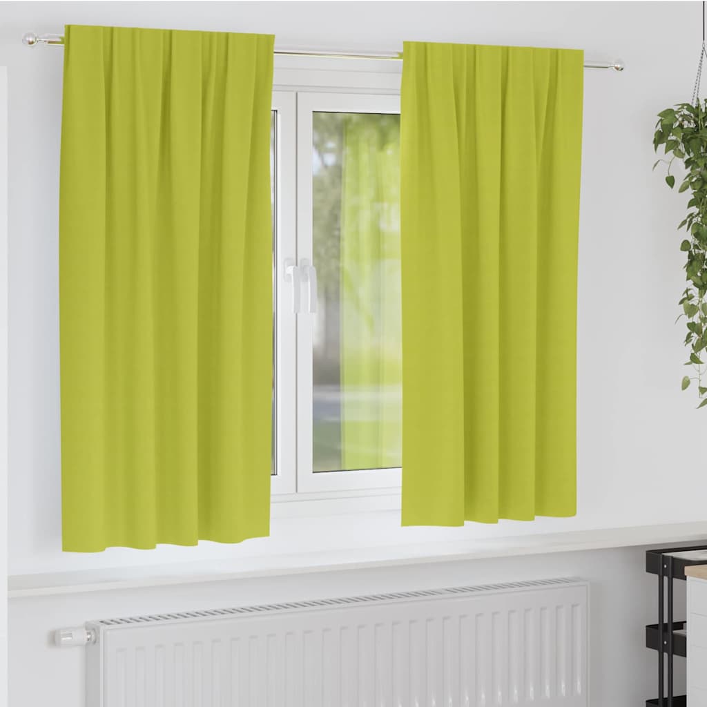 Blackout Curtains with Rings 2 pcs Green 175 x 140 cm Polyester