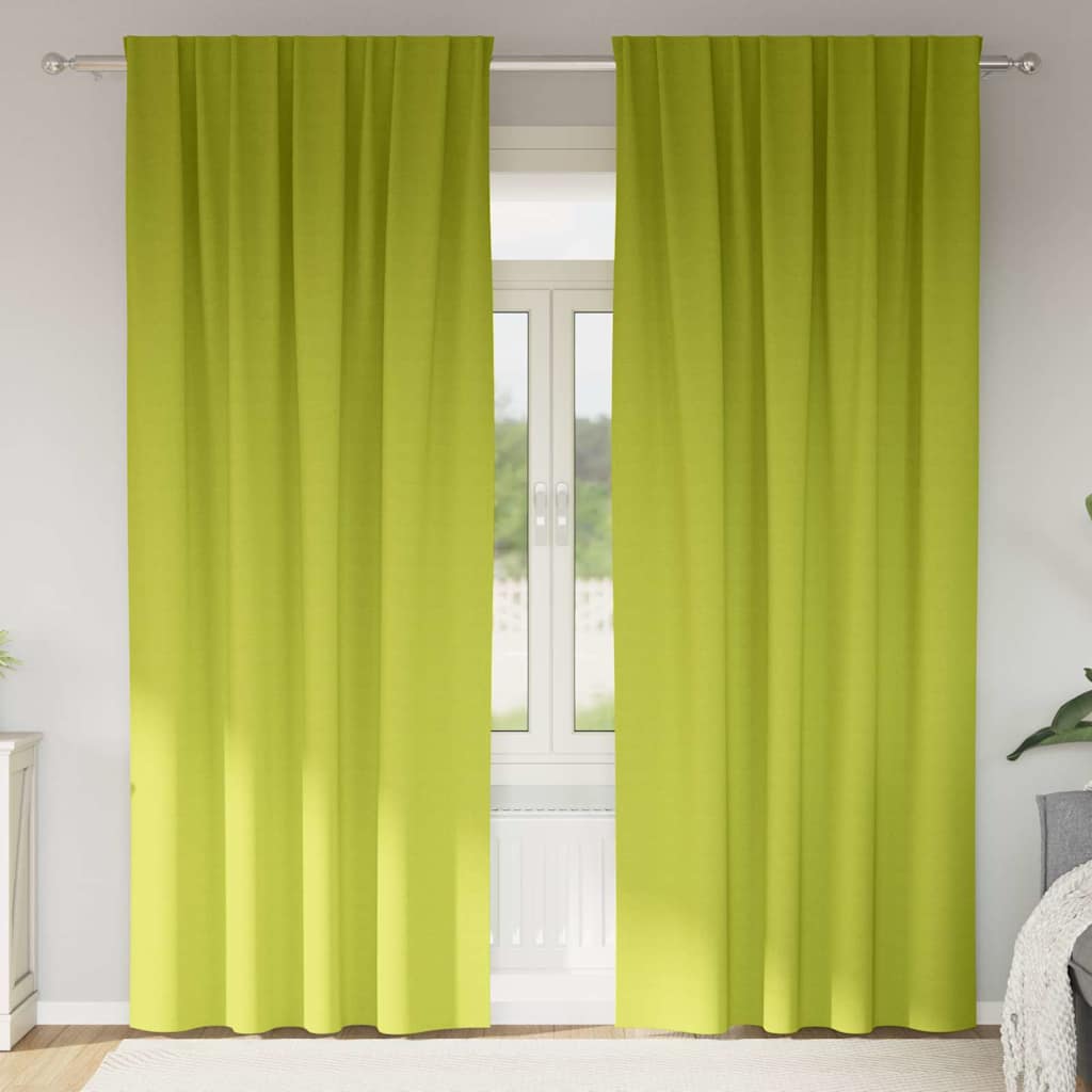 Blackout Curtains with Rings 2 pcs Green 245 x 140 cm Polyester