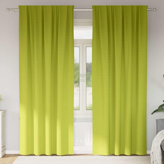 Blackout Curtains with Rings 2 pcs Green 245 x 140 cm Polyester