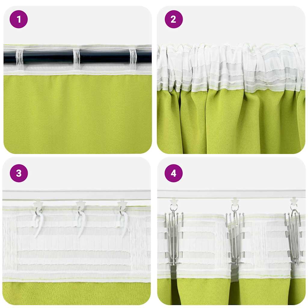 Blackout Curtains with Rings 2 pcs Green 260 x 140 cm Polyester
