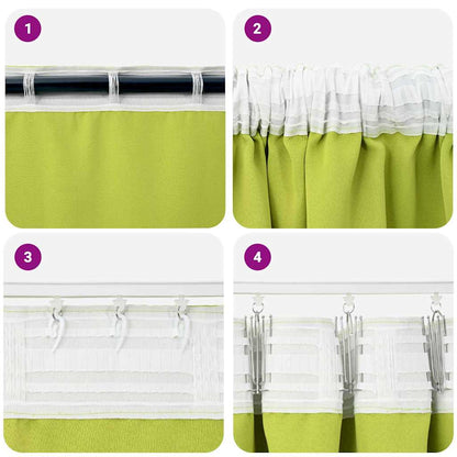 Blackout Curtains with Rings 2 pcs Green 260 x 140 cm Polyester