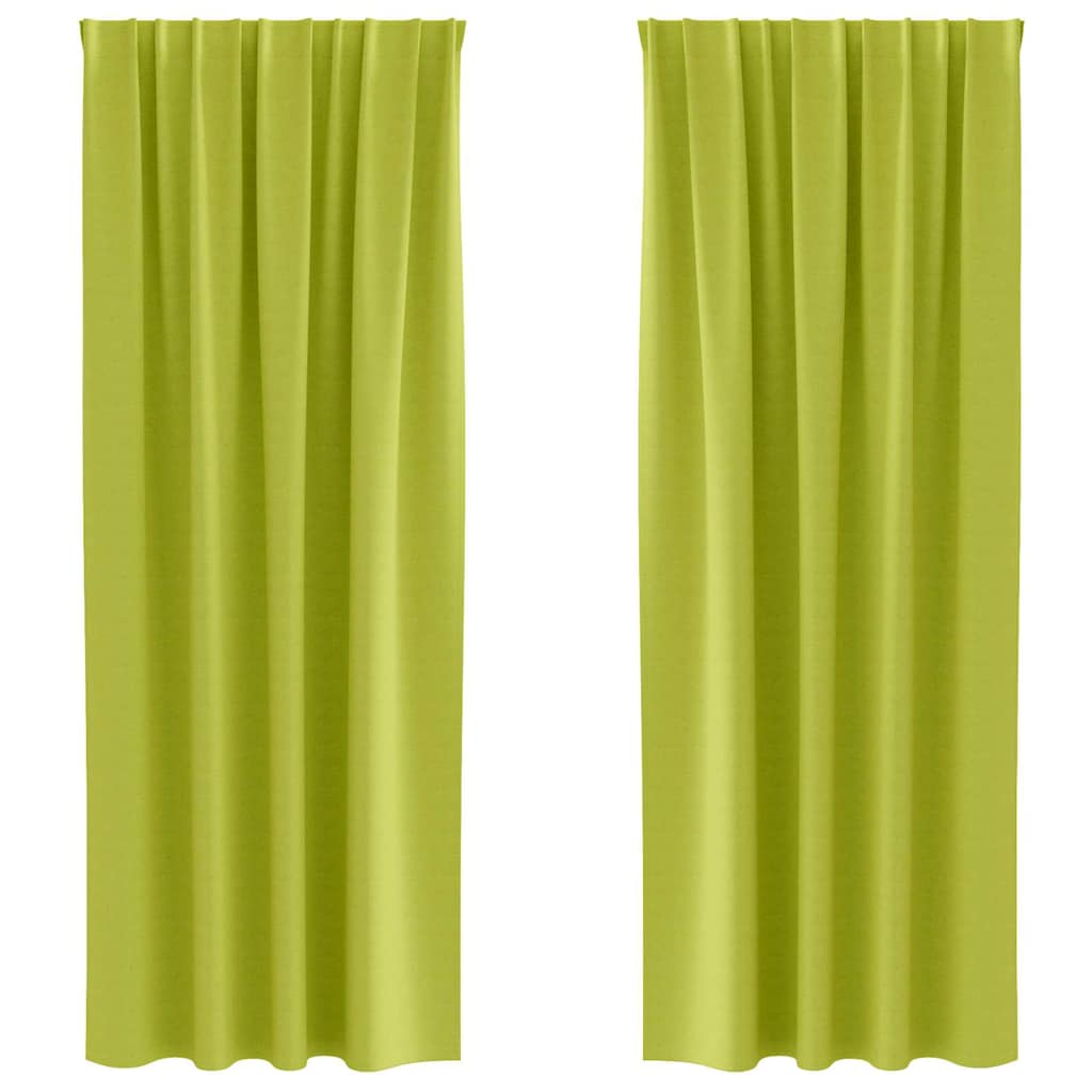 Blackout Curtains with Rings 2 pcs Green 260 x 140 cm Polyester