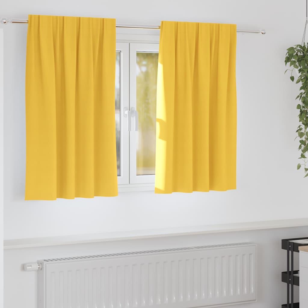 Blackout Curtains with Rings 2 pcs Mustard Yellow 140 x 140 cm