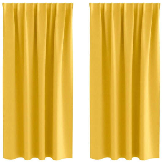 Blackout Curtains with Rings 2 pcs Mustard Yellow 175 x 140 cm