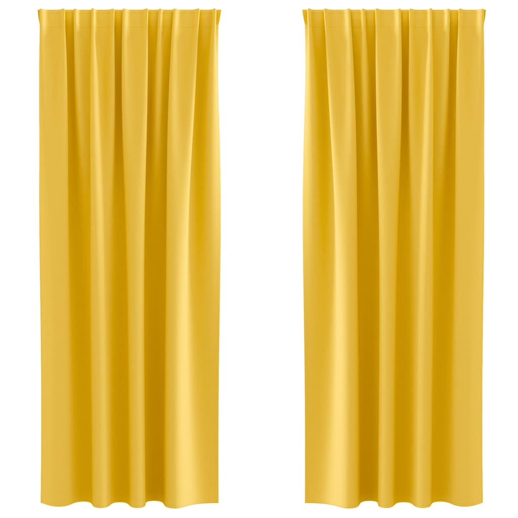 Blackout Curtains with Rings 2 pcs Mustard Yellow 225 x 140 cm