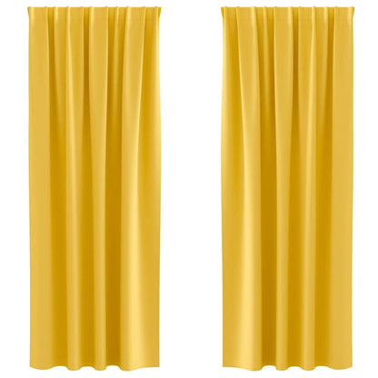 Blackout Curtains with Rings 2 pcs Mustard Yellow 245 x 140 cm