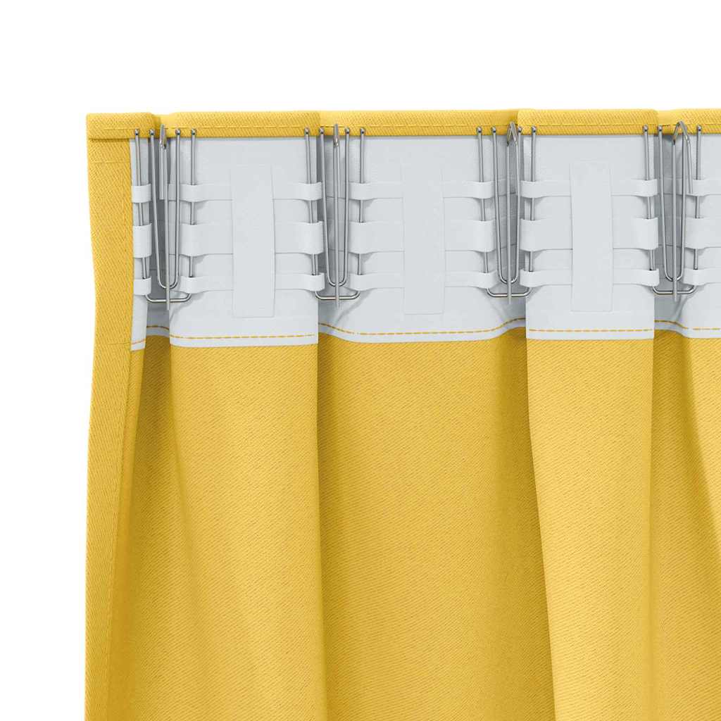 Blackout Curtains with Rings 2 pcs Mustard Yellow 260 x 140 cm