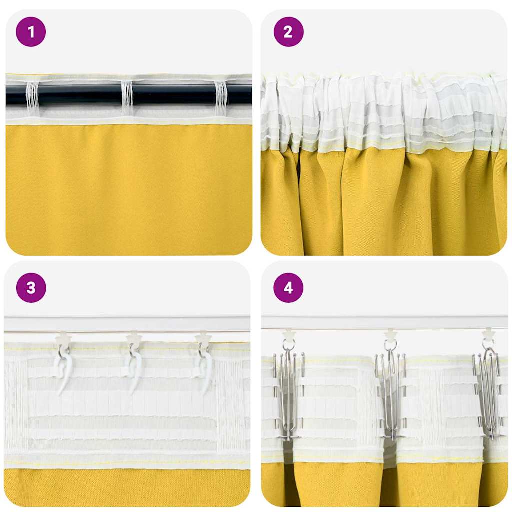 Blackout Curtains with Rings 2 pcs Mustard Yellow 260 x 140 cm