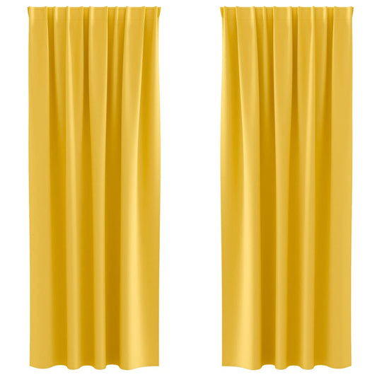 Blackout Curtains with Rings 2 pcs Mustard Yellow 260 x 140 cm