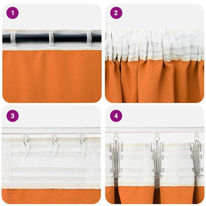 Blackout Curtains with Rings 2 pcs Bright Orange 260 x 140 cm