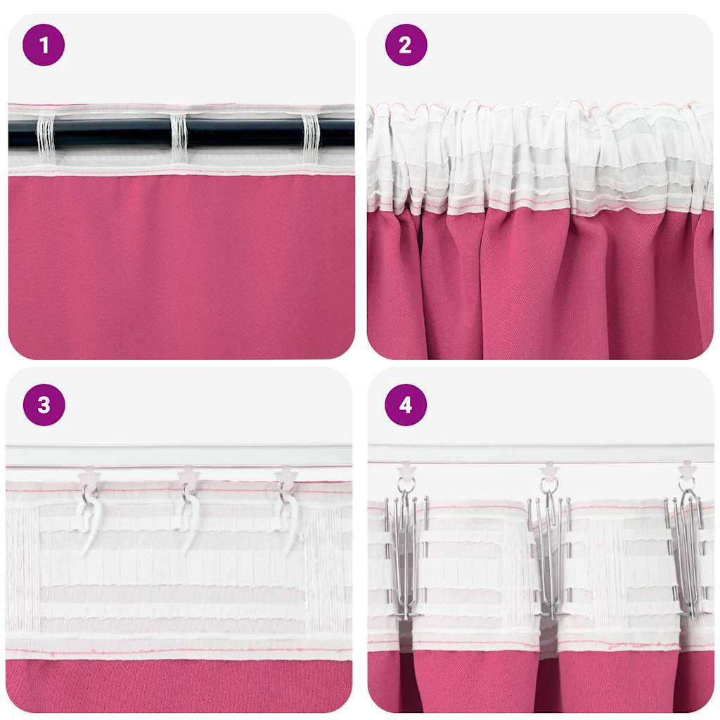 Blackout Curtains with Rings 2 pcs Bright Pink 175 x 140 cm