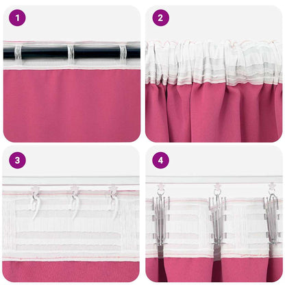Blackout Curtains with Rings 2 pcs Bright Pink 175 x 140 cm