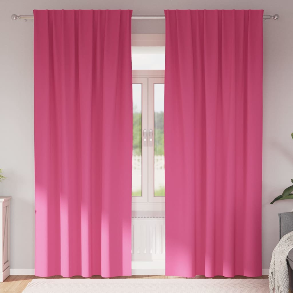 Blackout Curtains with Rings 2 pcs Bright Pink 260 x 140 cm