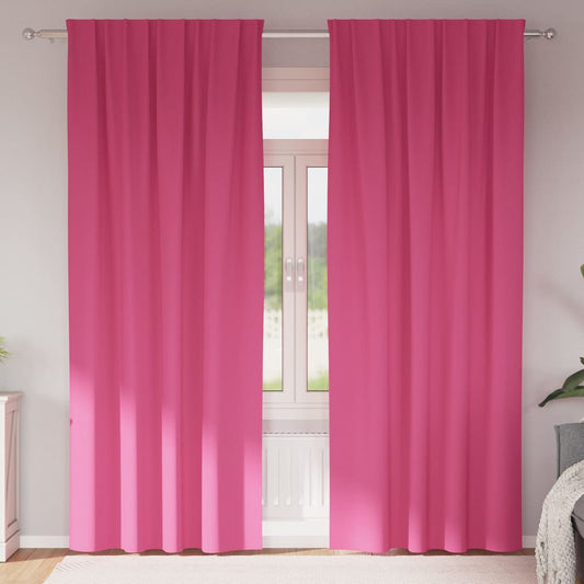 Blackout Curtains with Rings 2 pcs Bright Pink 260 x 140 cm