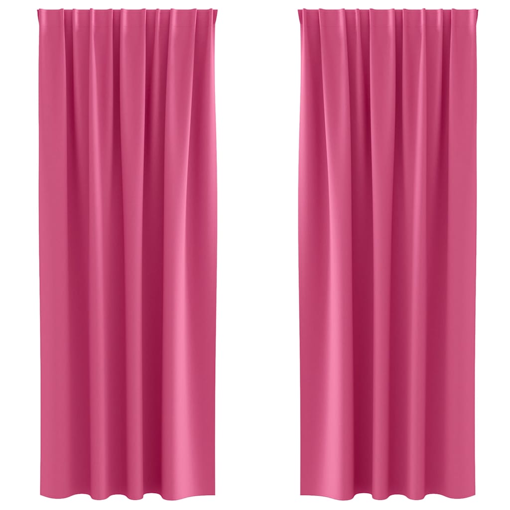 Blackout Curtains with Rings 2 pcs Bright Pink 260 x 140 cm