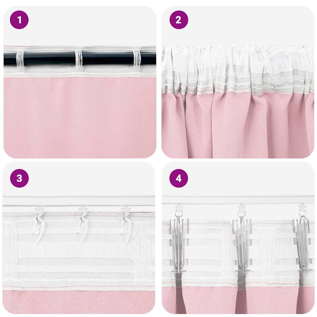 Blackout Curtains with Rings 2 pcs Baby Pink 225 x 140 cm