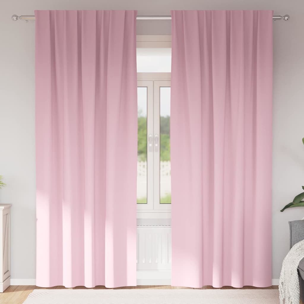 Blackout Curtains with Rings 2 pcs Baby Pink 225 x 140 cm