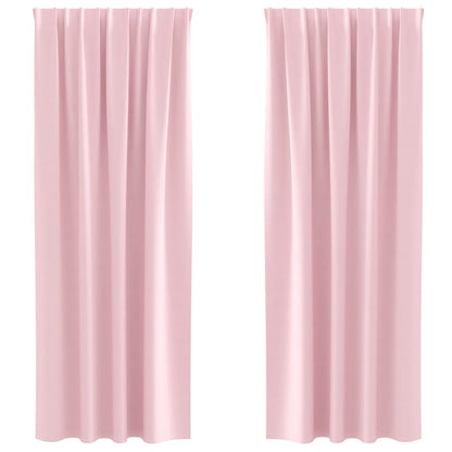 Blackout Curtains with Rings 2 pcs Baby Pink 225 x 140 cm