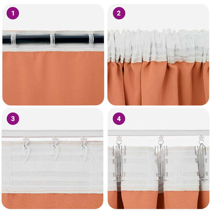 Blackout Curtains with Rings 2 pcs Terracotta 260 x 140 cm