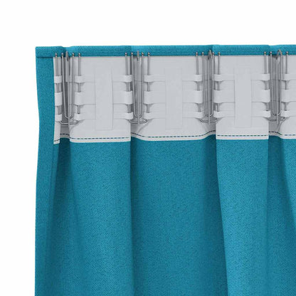 Blackout Curtains with Rings 2 pcs Turquoise 140 x 140 cm
