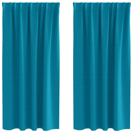 Blackout Curtains with Rings 2 pcs Turquoise 175 x 140 cm