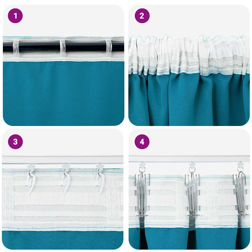 Blackout Curtains with Rings 2 pcs Turquoise 245 x 140 cm