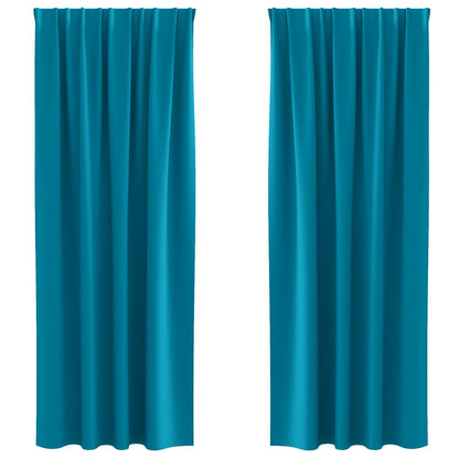 Blackout Curtains with Rings 2 pcs Turquoise 245 x 140 cm