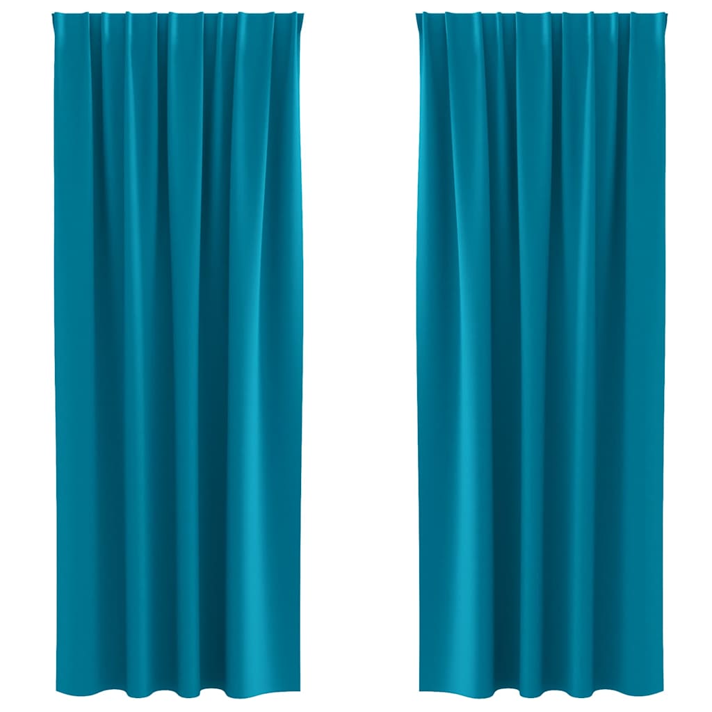Blackout Curtains with Rings 2 pcs Turquoise 260 x 140 cm