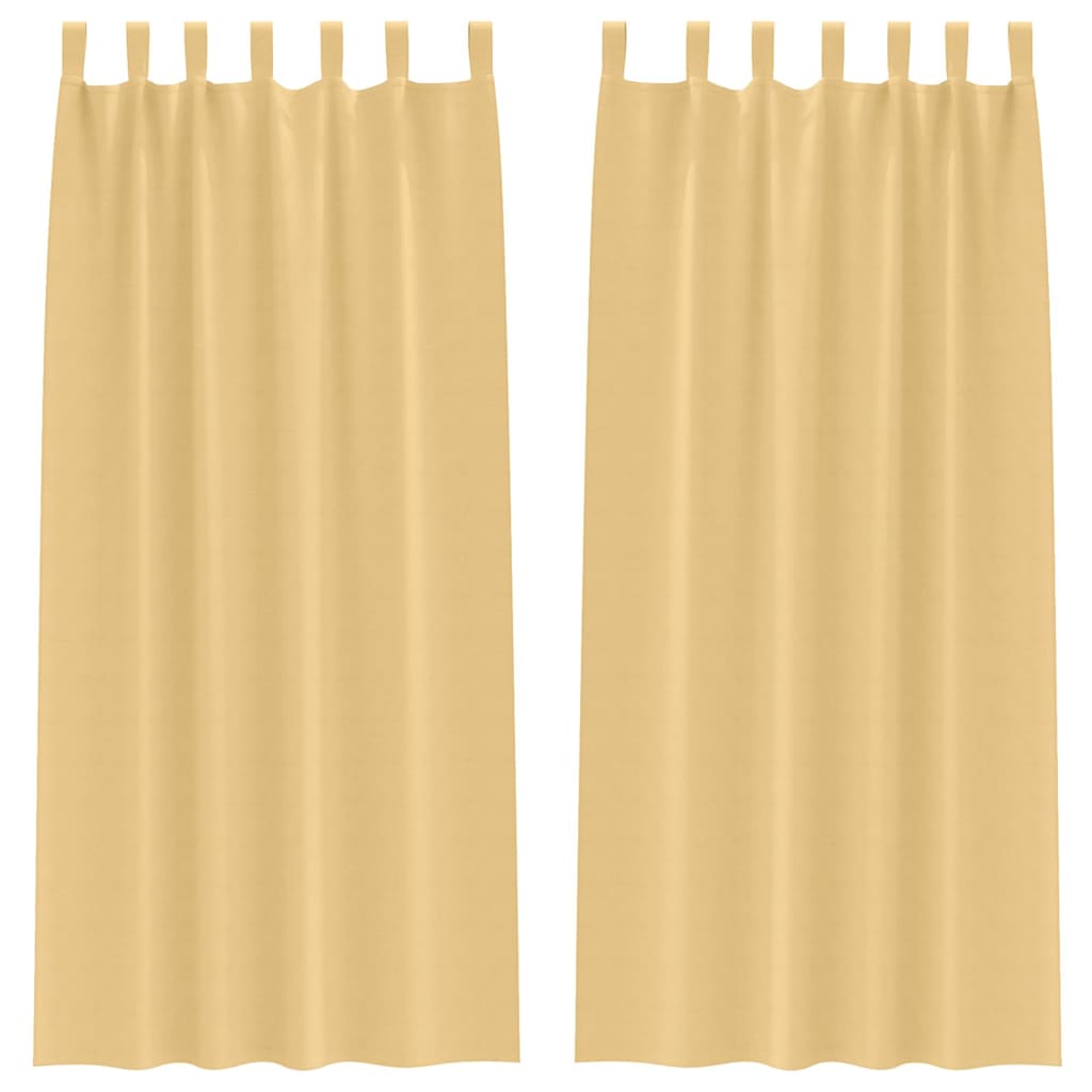 Blackout Curtains with Rings 2 pcs Beige 225 x 140 cm Polyester