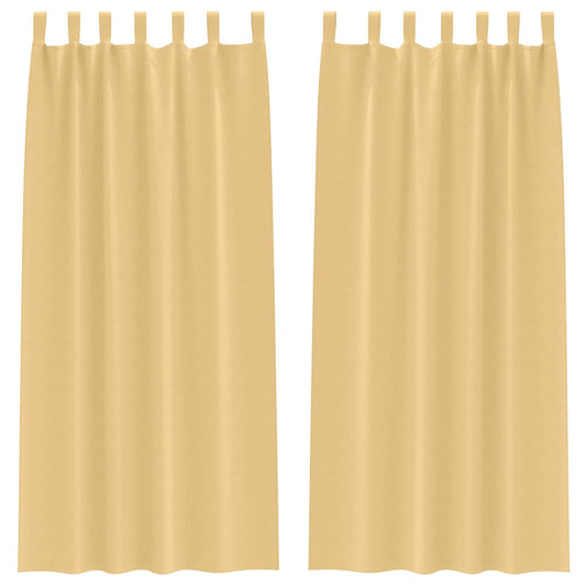 Blackout Curtains with Rings 2 pcs Beige 245 x 140 cm Polyester