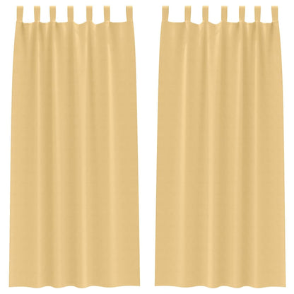 Blackout Curtains with Rings 2 pcs Beige 260 x 140 cm Polyester