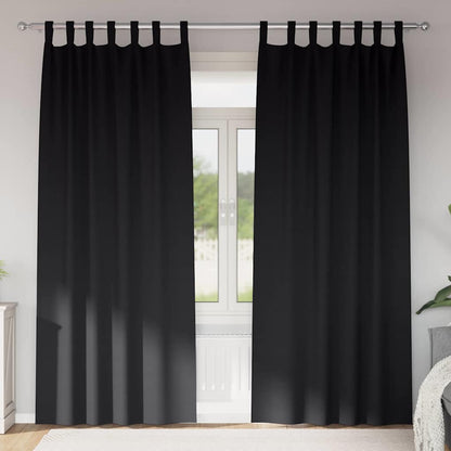 Blackout Curtains with Rings 2 pcs Black 225 x 140 cm Polyester
