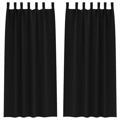 Blackout Curtains with Rings 2 pcs Black 245 x 140 cm Polyester