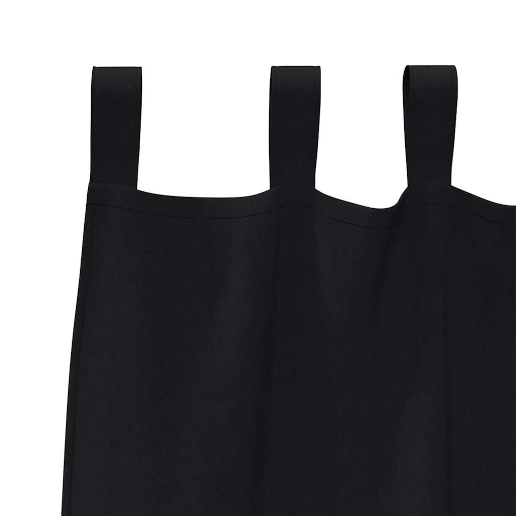 Blackout Curtains with Rings 2 pcs Black 260 x 140 cm Polyester
