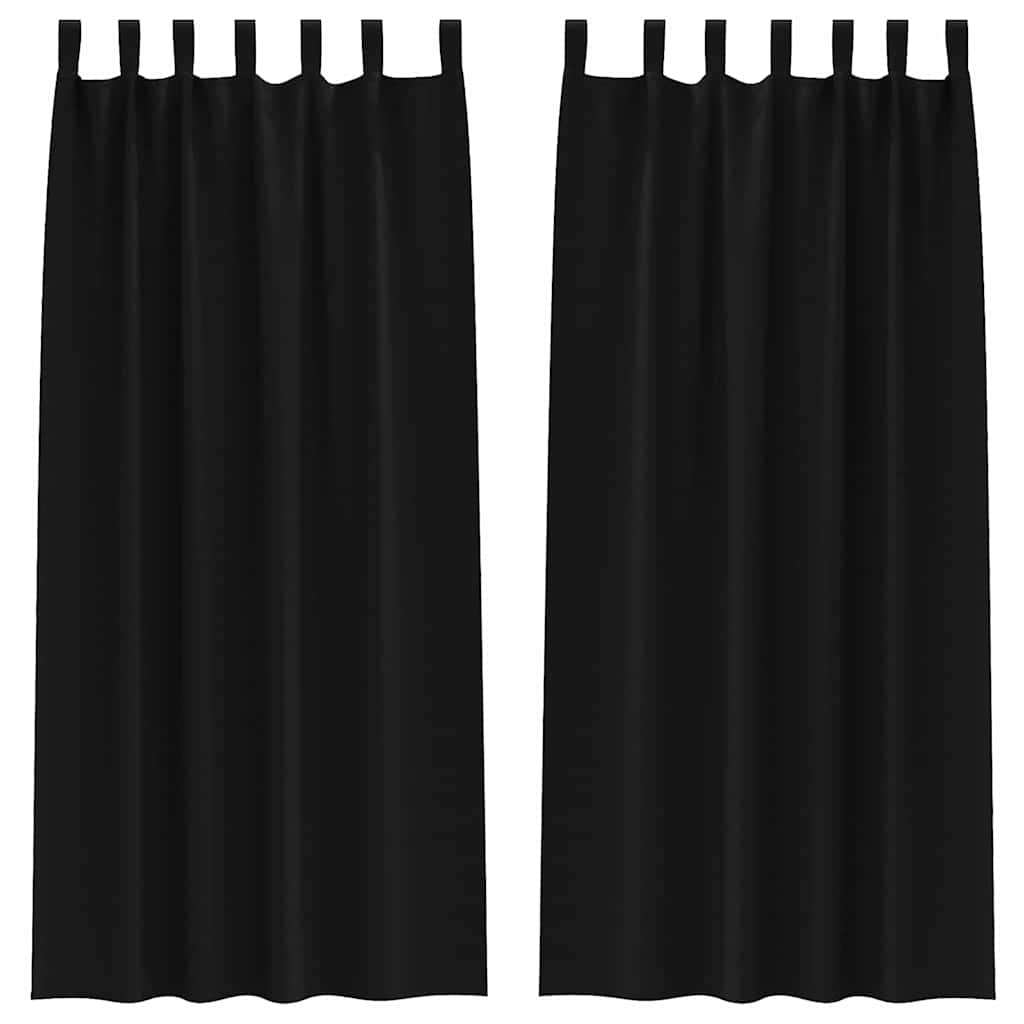Blackout Curtains with Rings 2 pcs Black 260 x 140 cm Polyester