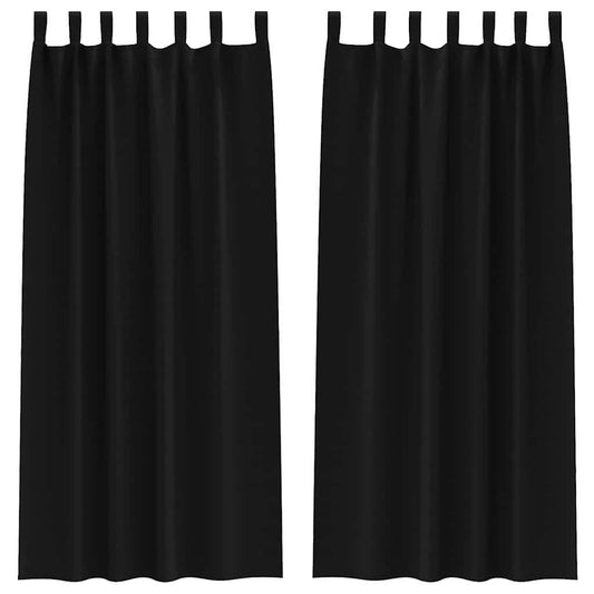 Blackout Curtains with Rings 2 pcs Black 260 x 140 cm Polyester