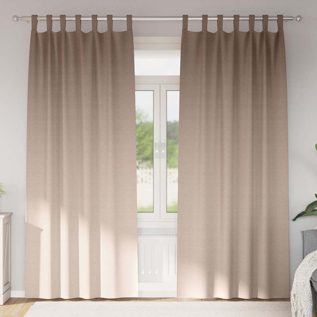 Blackout Curtains with Rings 2 pcs Taupe 225 x 140 cm Polyester