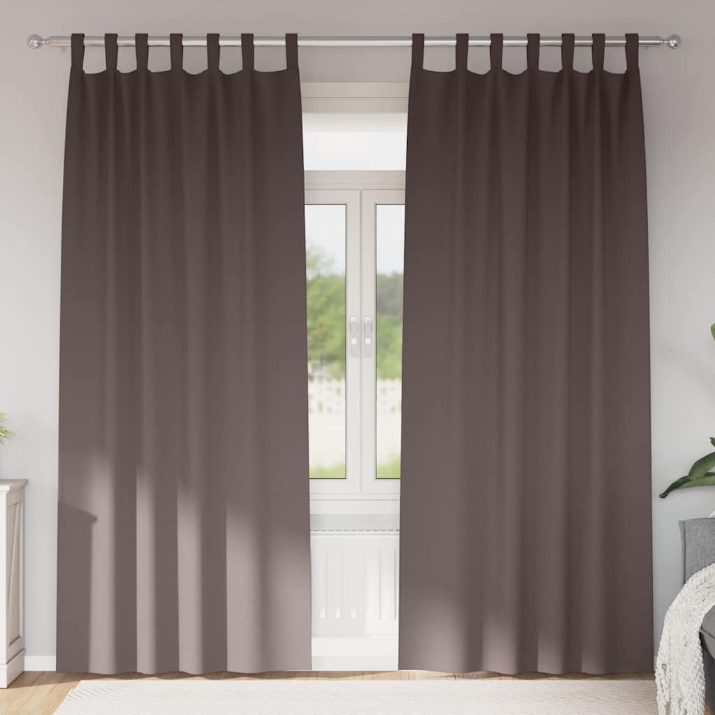 Blackout Curtains with Rings 2 pcs Dark Brown 225 x 140 cm