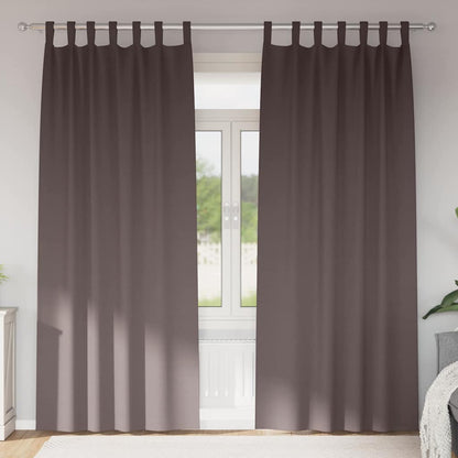 Blackout Curtains with Rings 2 pcs Dark Brown 245 x 140 cm