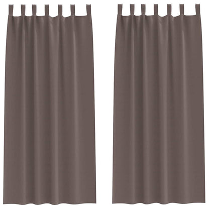 Blackout Curtains with Rings 2 pcs Dark Brown 260 x 140 cm