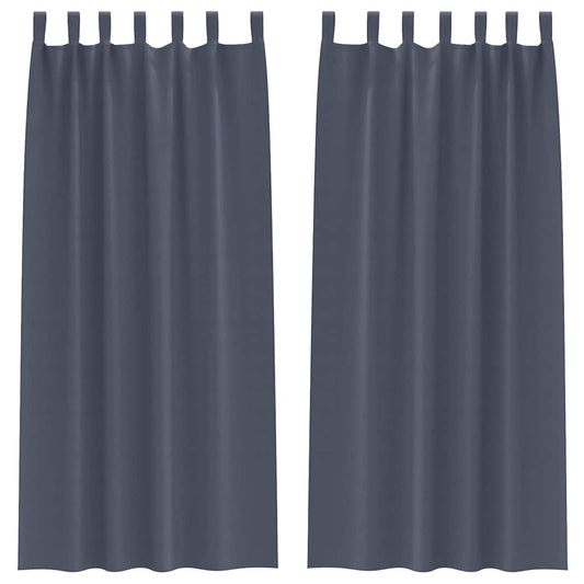 Blackout Curtains with Rings 2 pcs Anthracite 225 x 140 cm