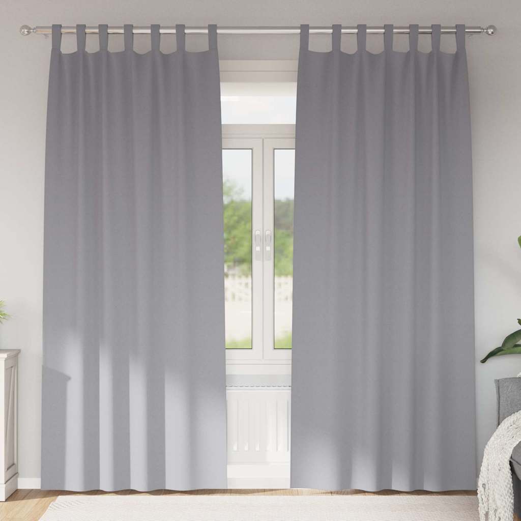 Blackout Curtains with Rings 2 pcs Light Grey 225 x 140 cm