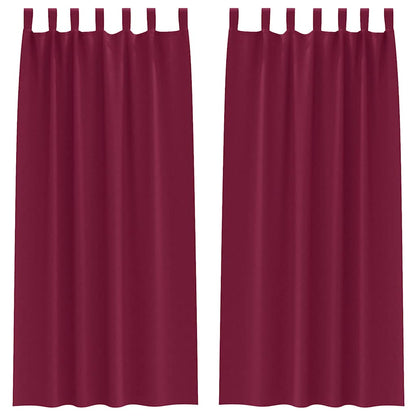 Blackout Curtains with Rings 2 pcs Wine Red 225 x 140 cm