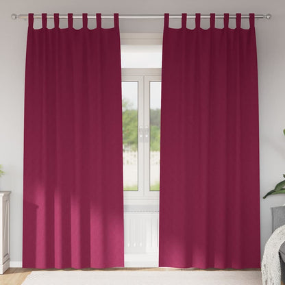 Blackout Curtains with Rings 2 pcs Wine Red 260 x 140 cm