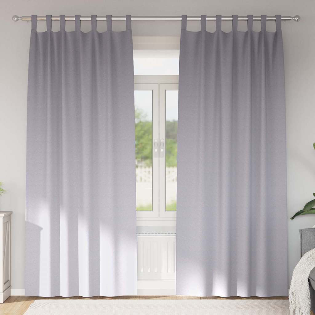 Blackout Curtains with Rings 2 pcs Metal Grey 245 x 140 cm