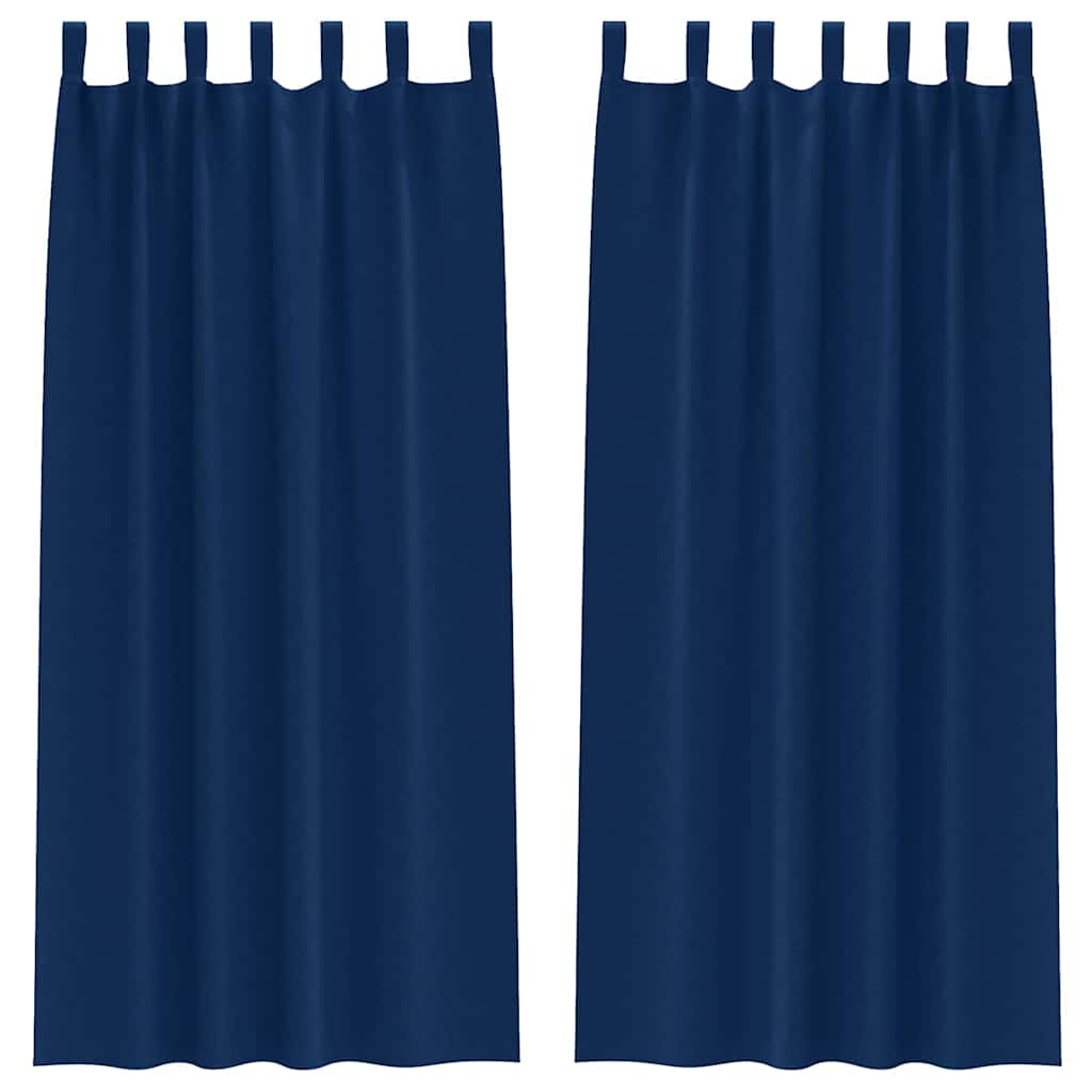 Blackout Curtains with Rings 2 pcs Dark Blue 245 x 140 cm