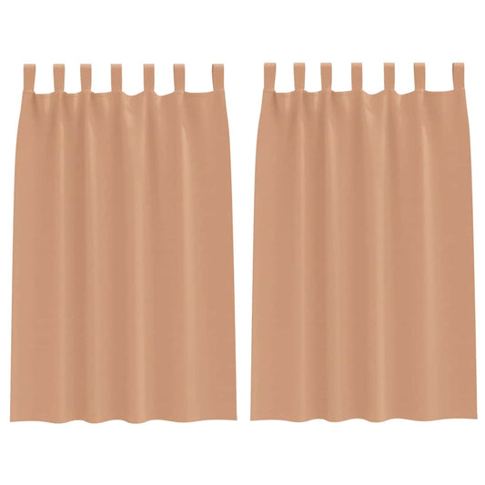 Blackout Curtains with Rings 2 pcs Light Brown 175 x 140 cm