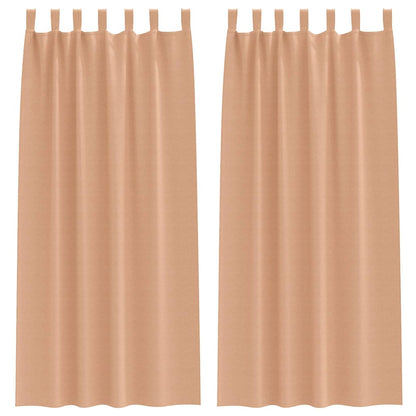 Blackout Curtains with Rings 2 pcs Light Brown 225 x 140 cm