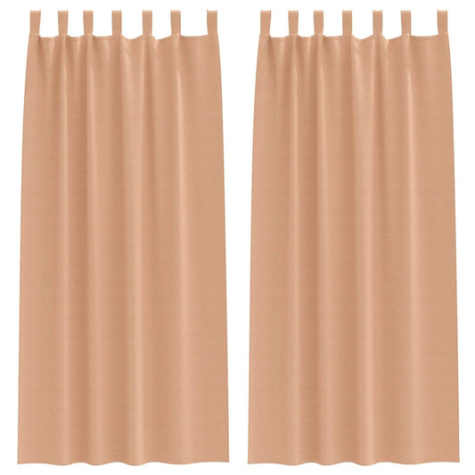 Blackout Curtains with Rings 2 pcs Light Brown 225 x 140 cm
