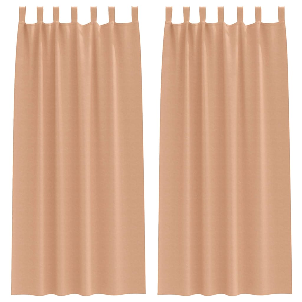 Blackout Curtains with Rings 2 pcs Light Brown 245 x 140 cm